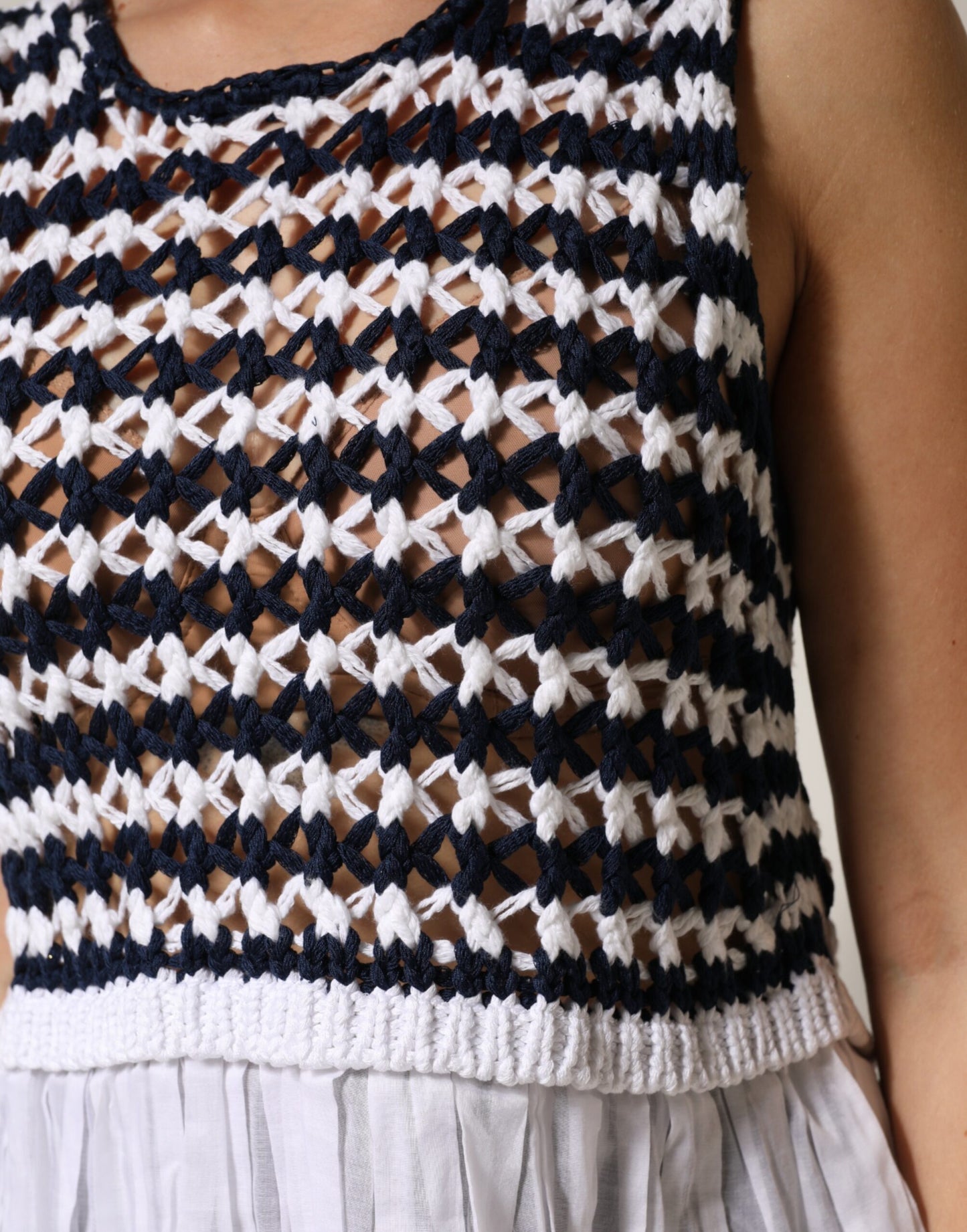 Dondup Schwarzes und weißes gestricktes Tank Top mit Rundhalsausschnitt