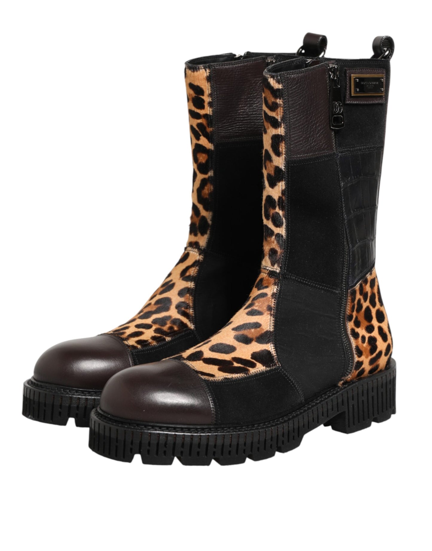 Dolce & Gabbana Mittelhohe Stiefel mit Leopardenmuster