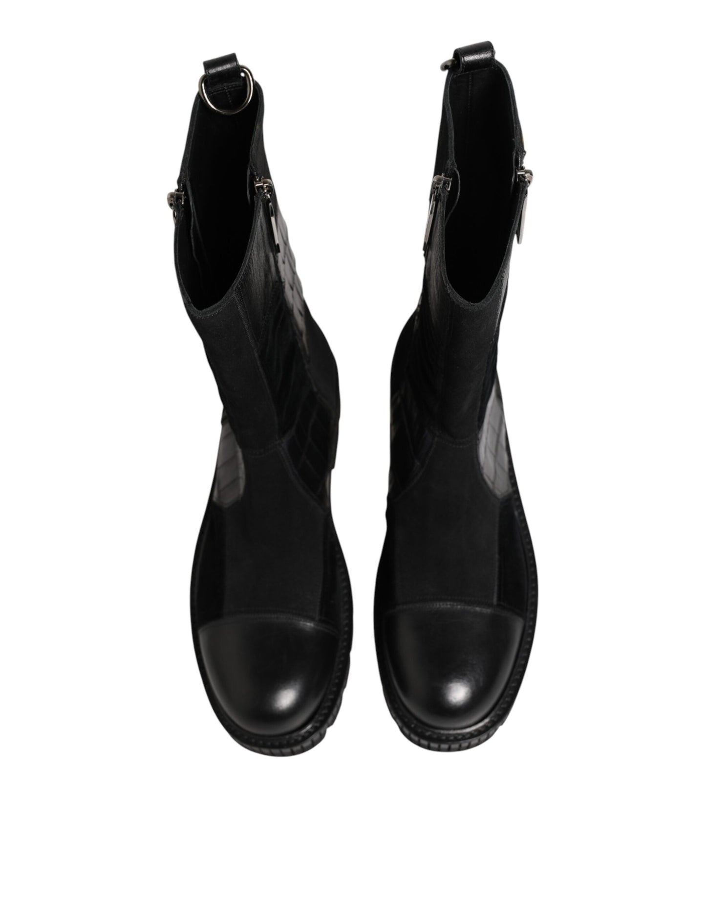 Dolce & Gabbana Schwarzer Patchwork-Leder-Halbstiefel