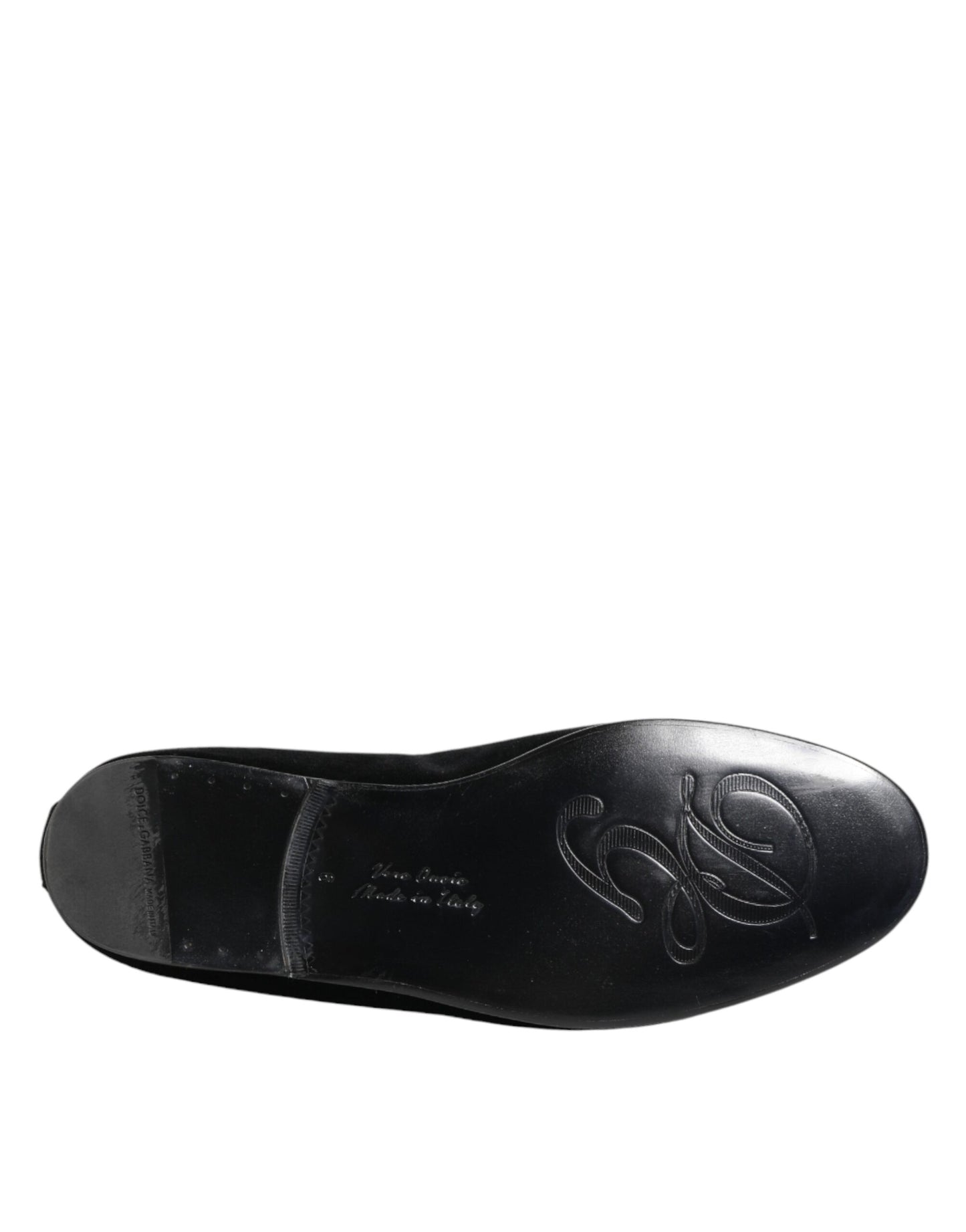 Dolce & Gabbana Schwarze Samt-Goldkrone Herren-Loafer