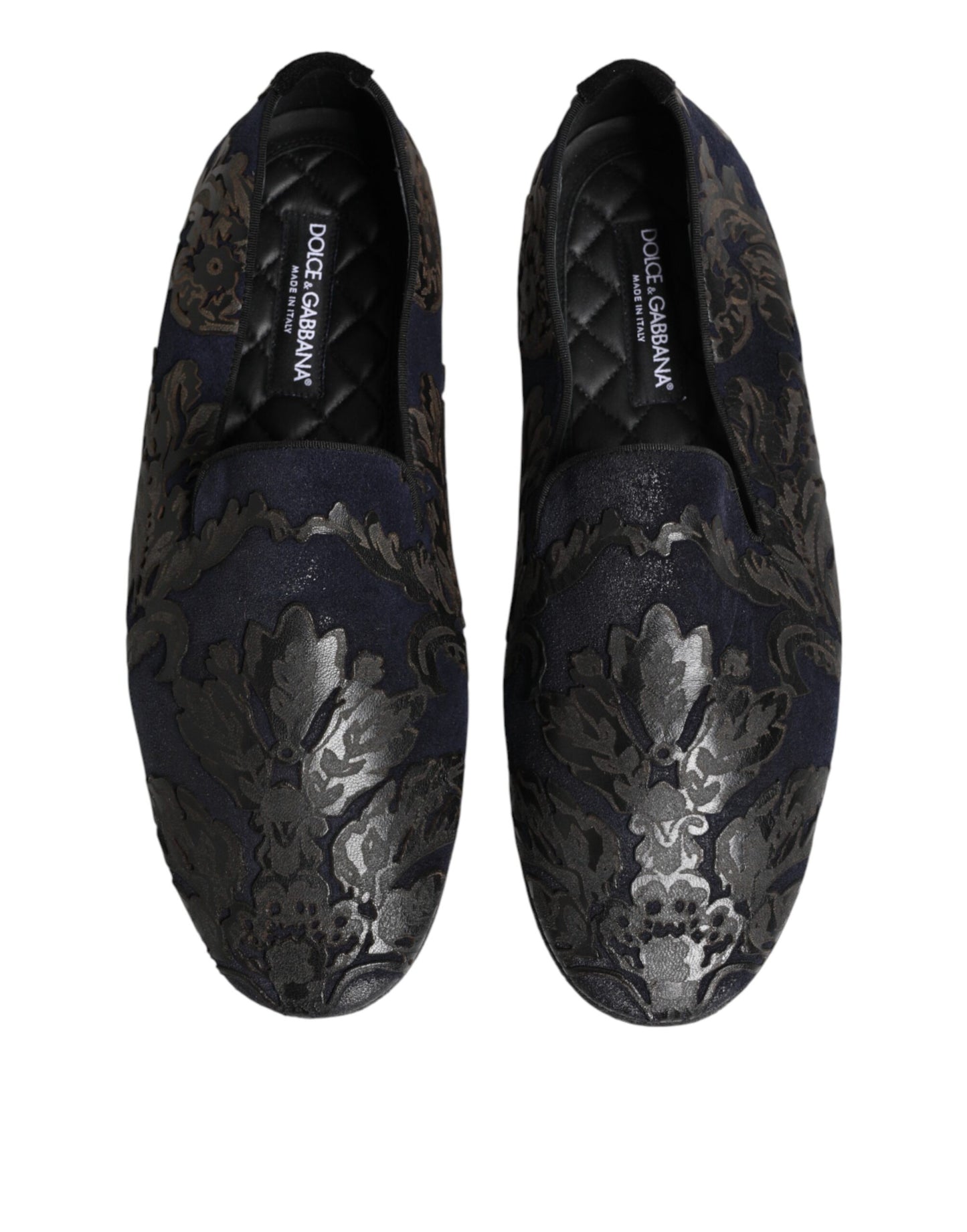Dolce & Gabbana Schwarze Jacquard-Leder-Slipper