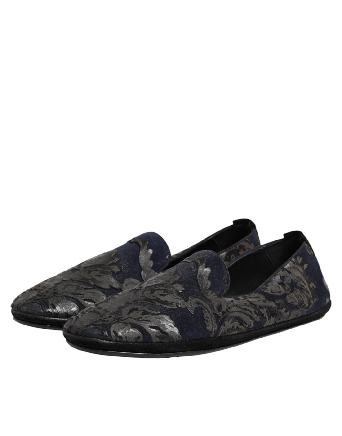 Dolce & Gabbana Schwarze Jacquard-Leder-Slipper