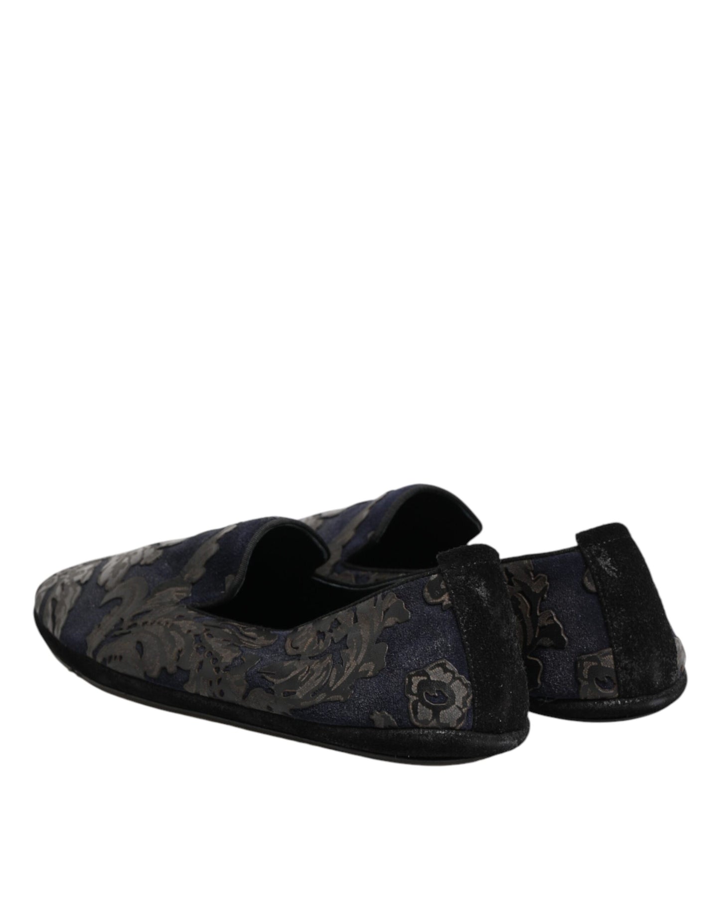 Dolce & Gabbana Schwarze Jacquard-Leder-Slipper