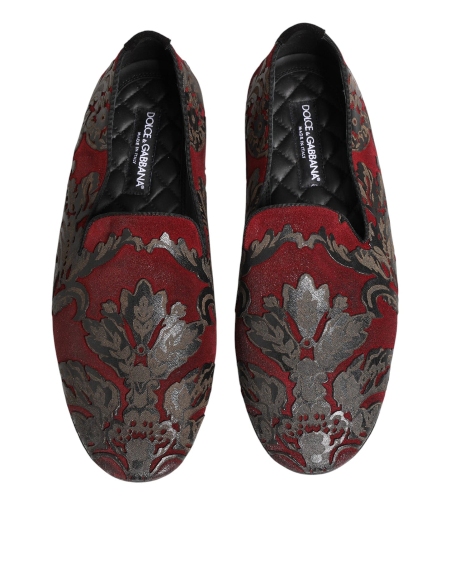 Dolce & Gabbana Bordeaux Jacquard Leder-Loafer zum Hineinschlüpfen
