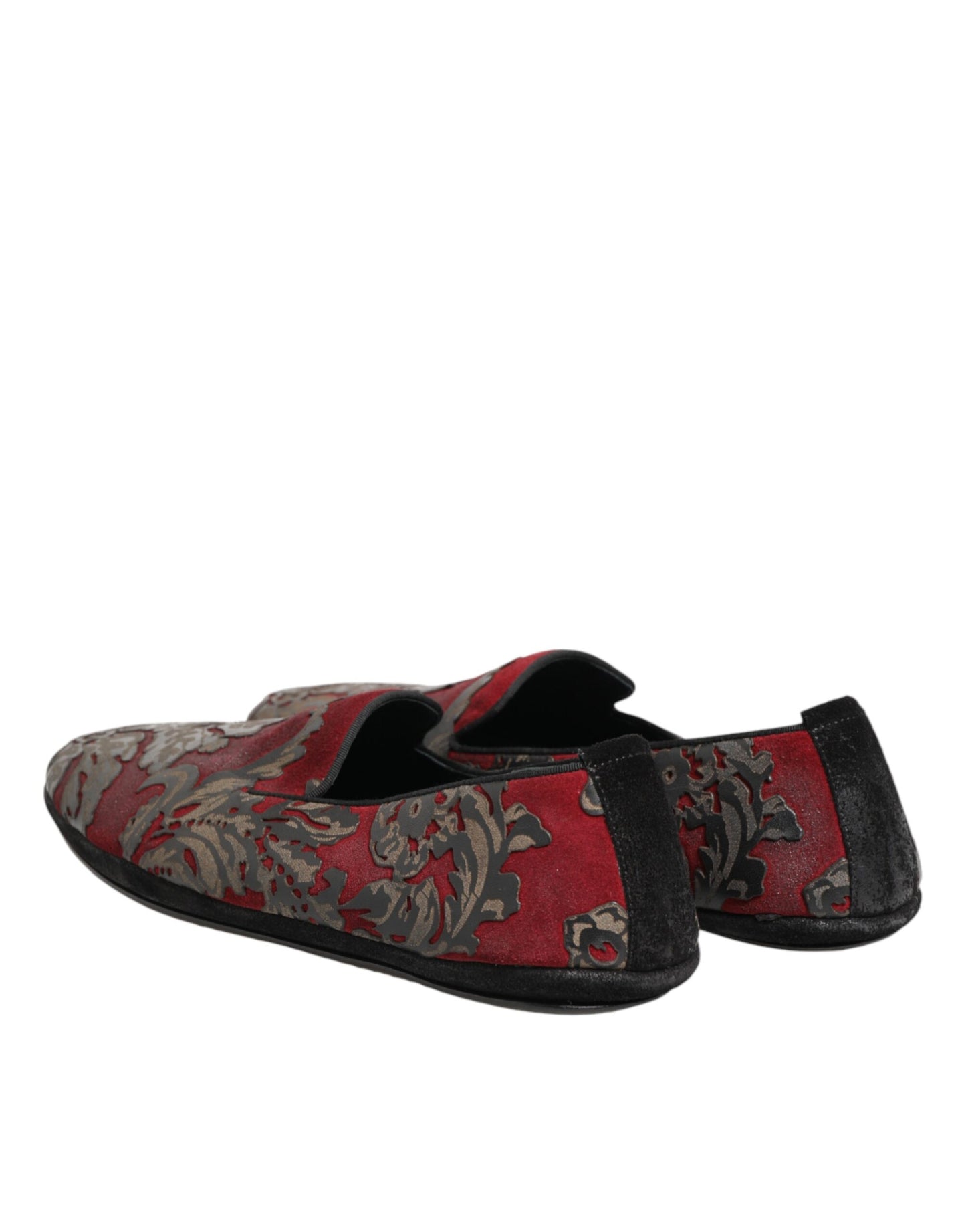 Dolce & Gabbana Bordeaux Jacquard Leder-Loafer zum Hineinschlüpfen