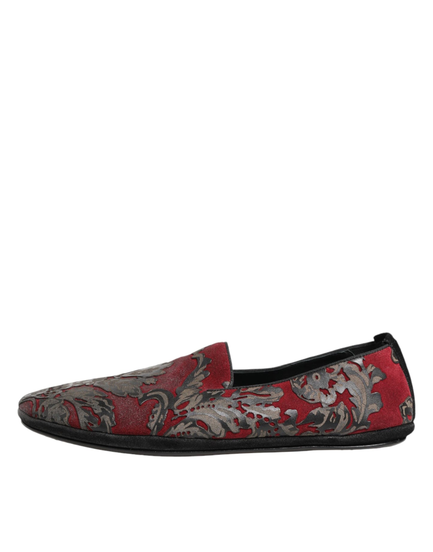 Dolce & Gabbana Bordeaux Jacquard Leder-Loafer zum Hineinschlüpfen