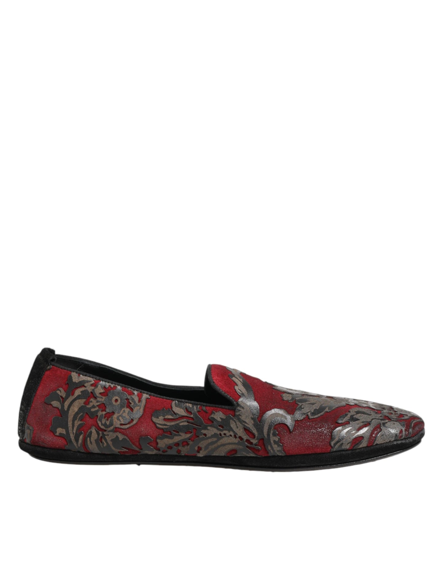 Dolce & Gabbana Bordeaux Jacquard Leder-Loafer zum Hineinschlüpfen