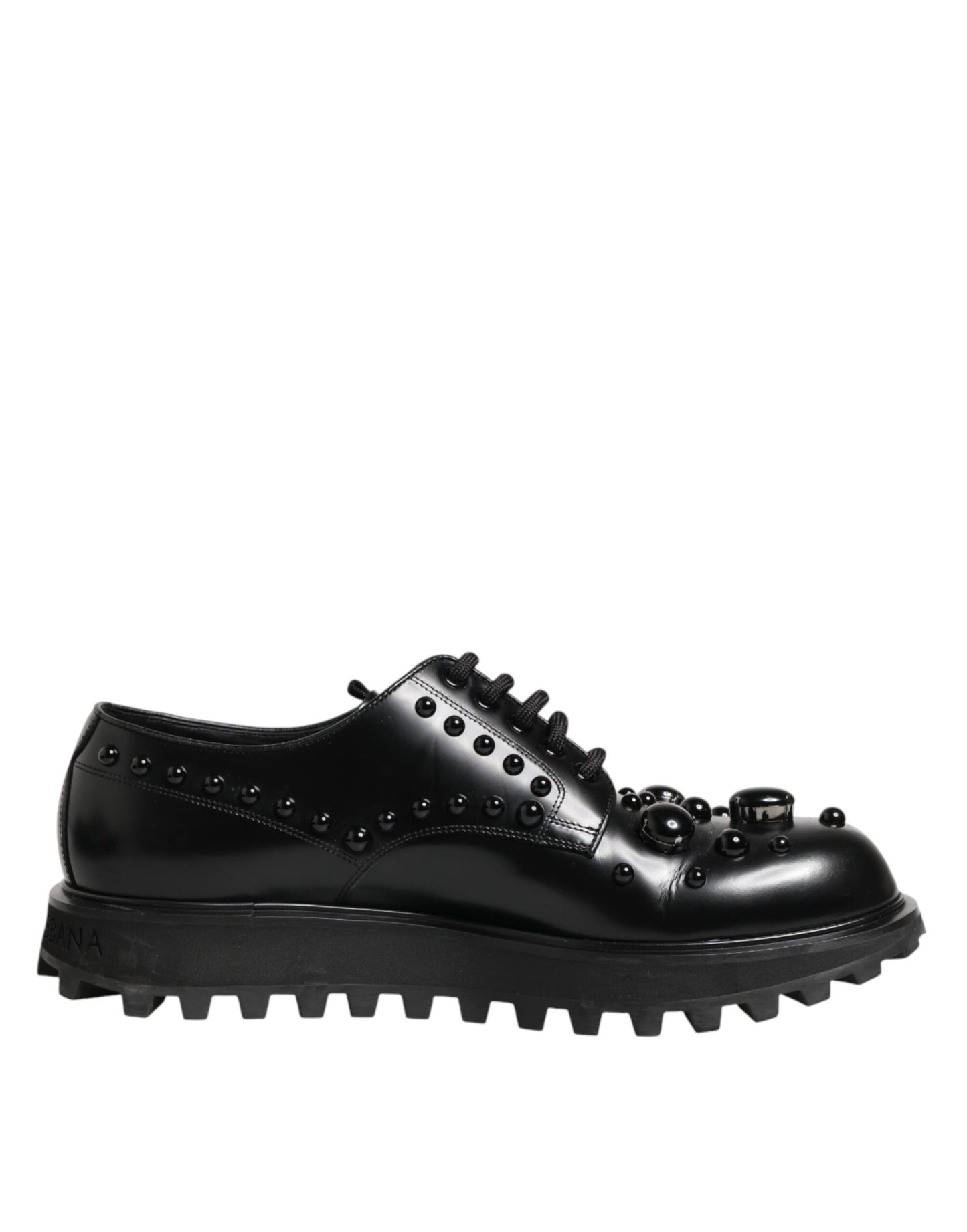 Dolce & Gabbana Schwarze, mit Nieten besetzte Lederschnürschuhe für Herren