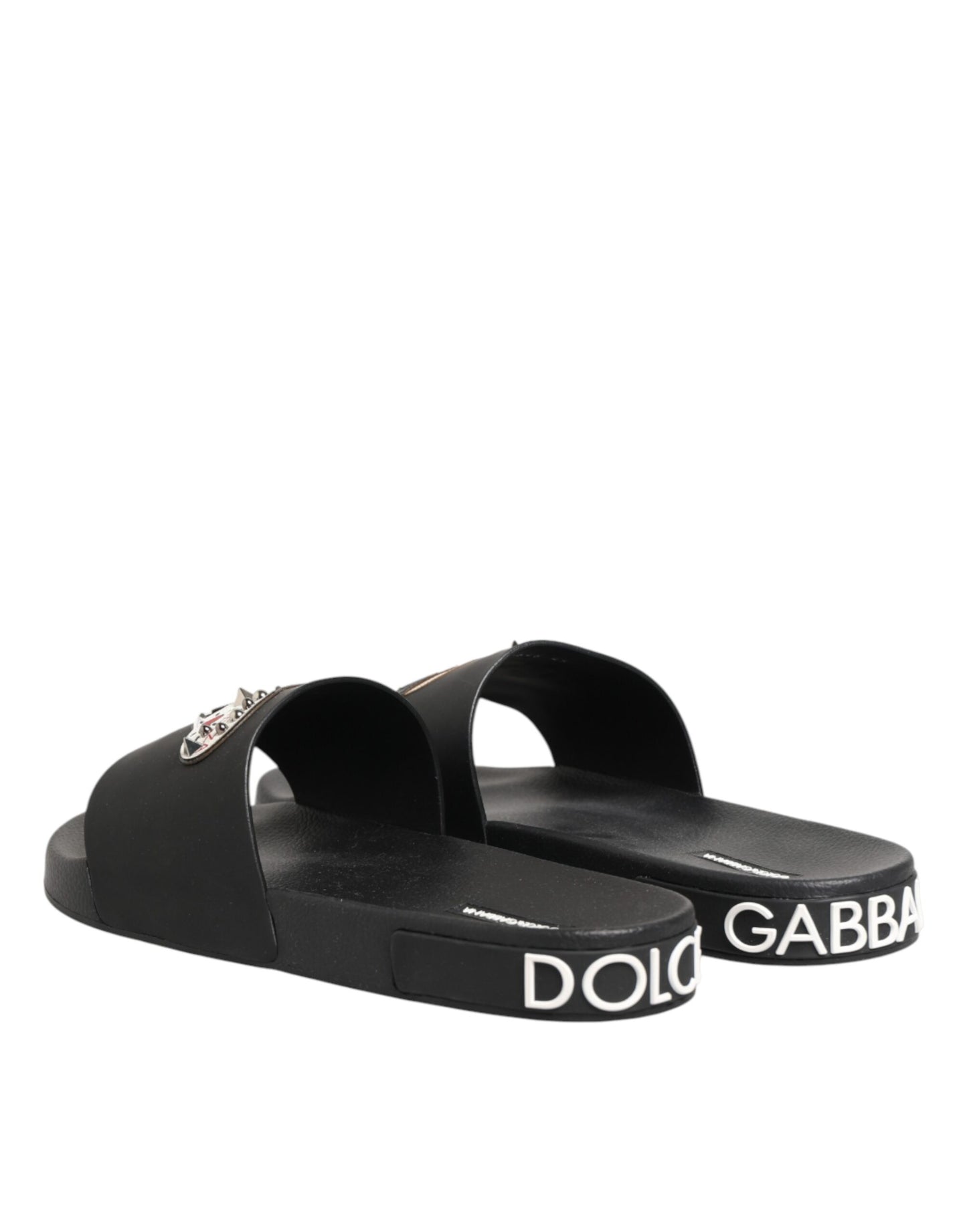 Dolce & Gabbana Schwarze Ledersandalen mit Logo