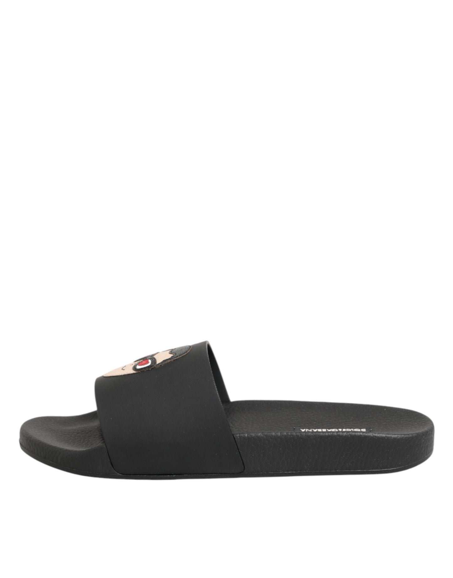 Dolce & Gabbana Schwarze Leder-Slides Sandalen Strandschuhe