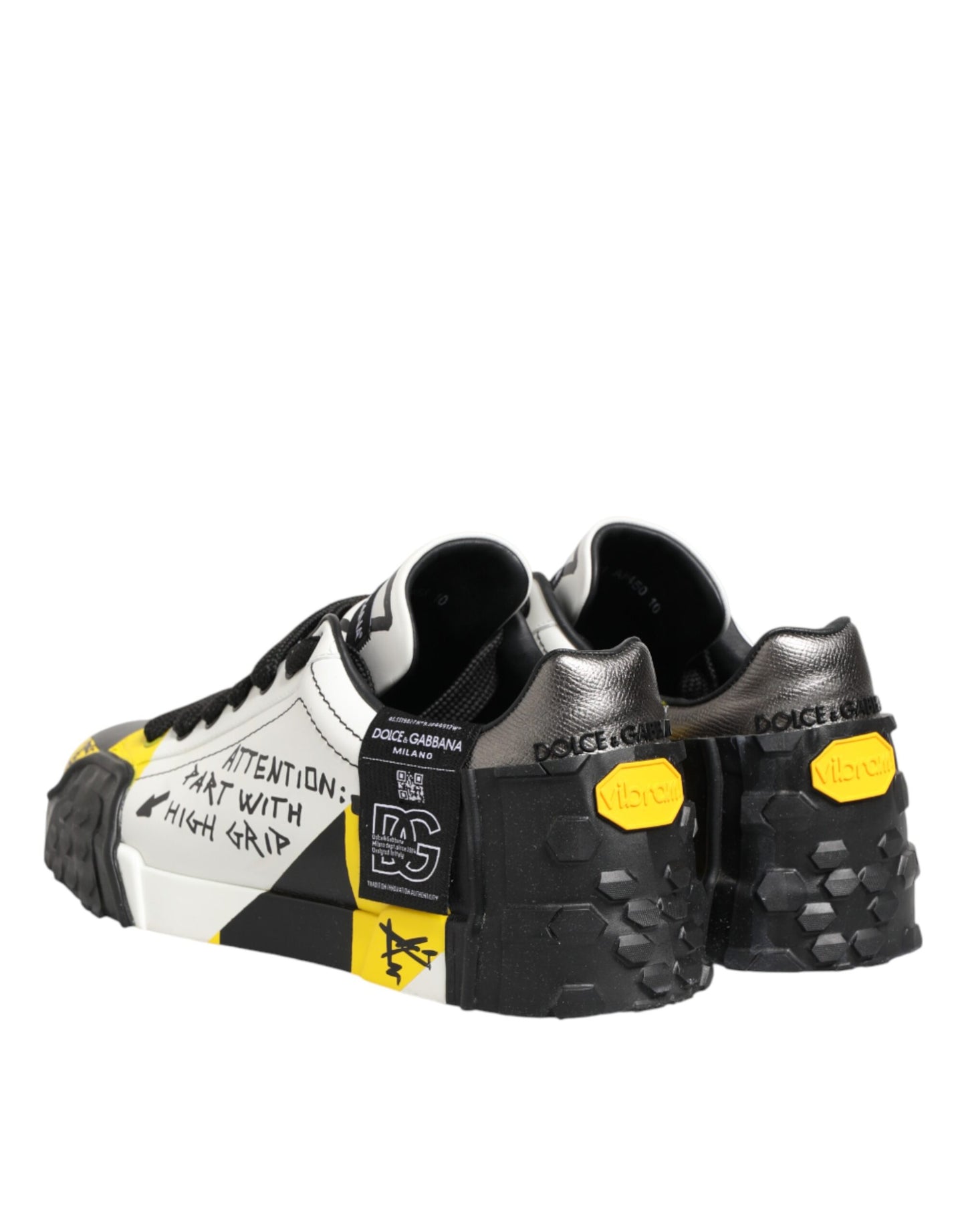 Dolce & Gabbana Mehrfarbige Leder-Graffiti-Sneakers mit niedrigem Schaft