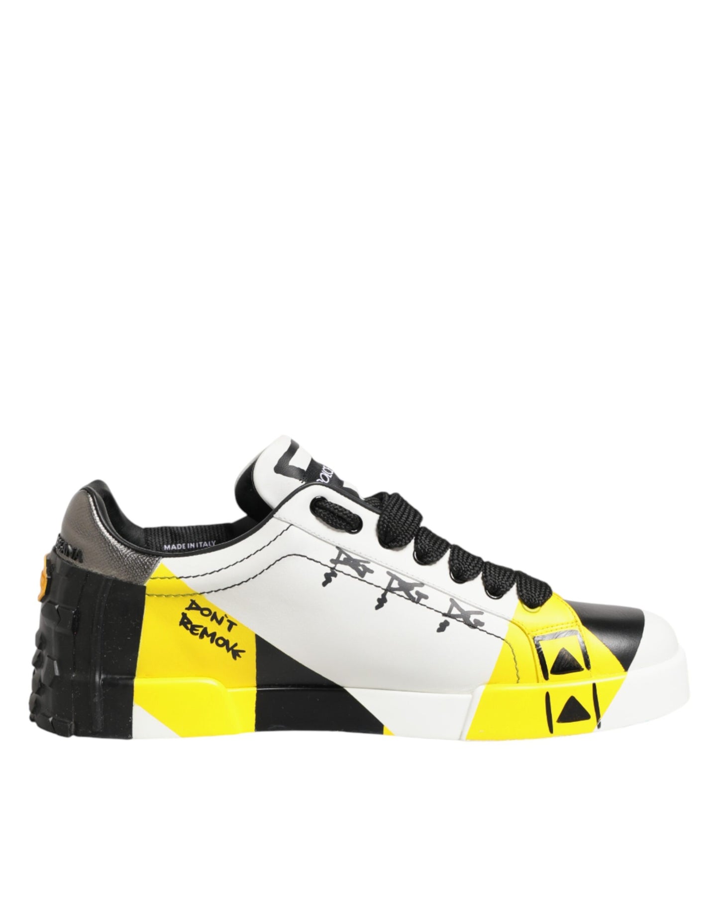Dolce & Gabbana Mehrfarbige Leder-Graffiti-Sneakers mit niedrigem Schaft