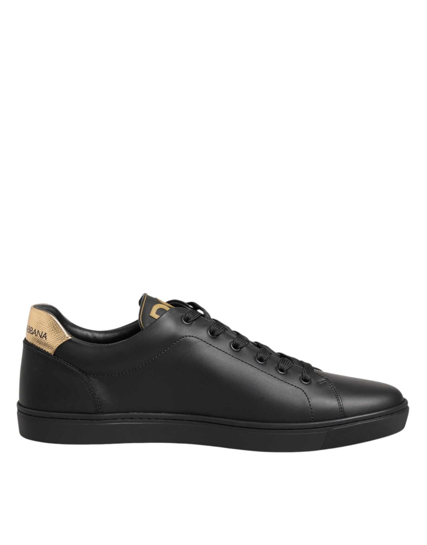 Dolce & Gabbana Schwarze Leder-Sneakers mit Herz-Verzierung