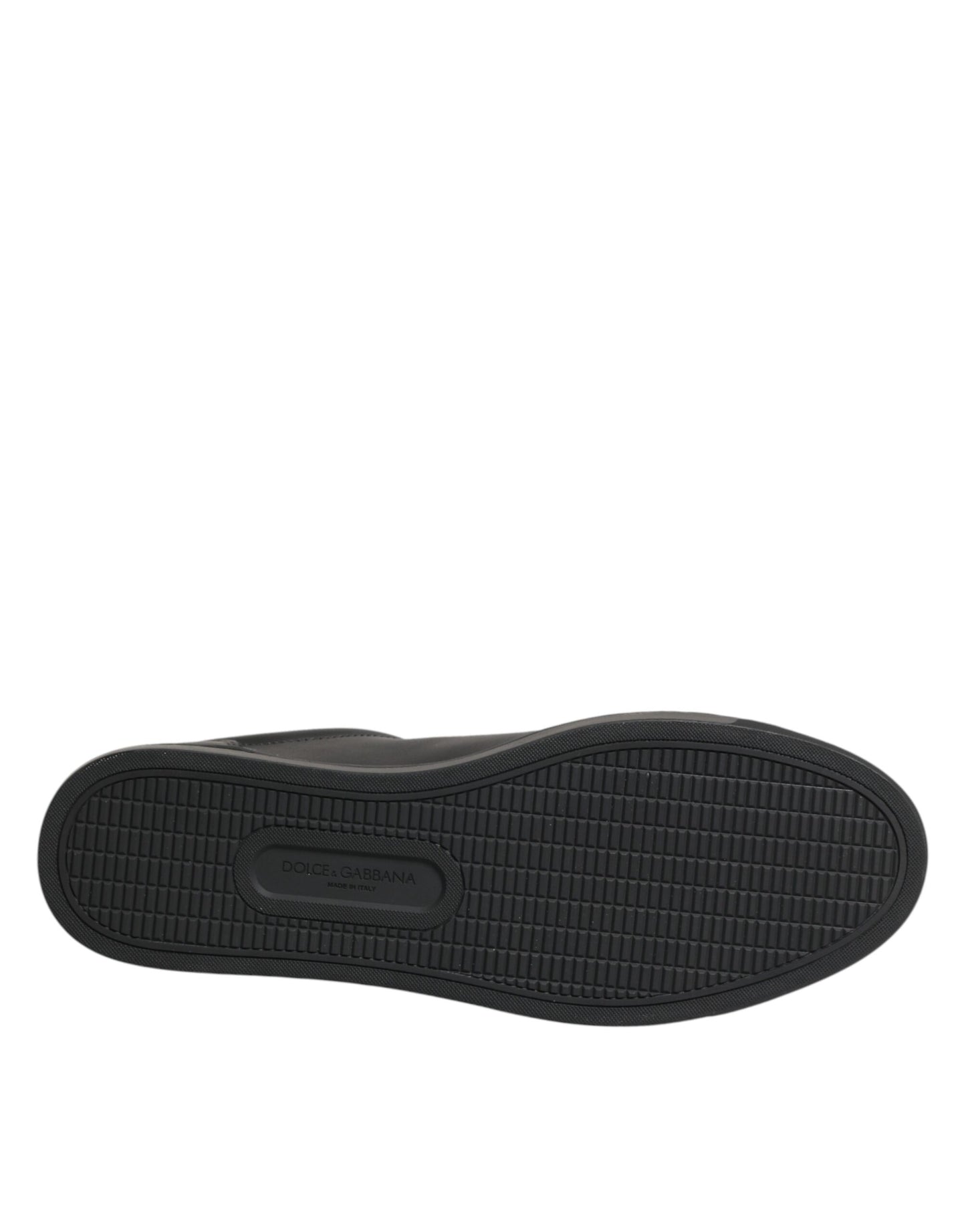 Dolce & Gabbana Schwarze Leder-Sneakers mit Herz-Verzierung