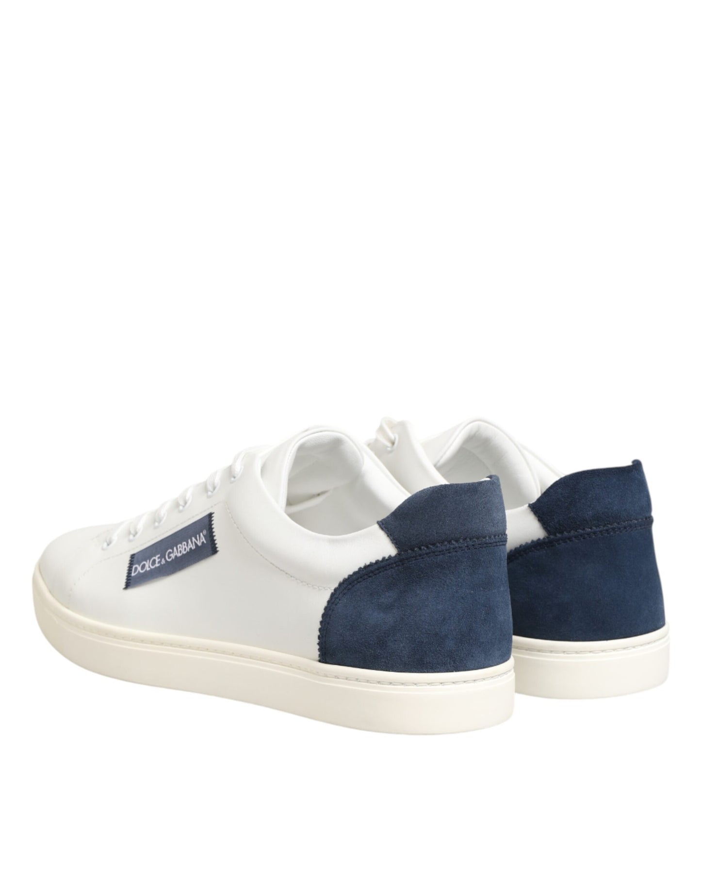 Dolce & Gabbana Weiße und blaue Sneakers aus Leder mit Logo-Patch