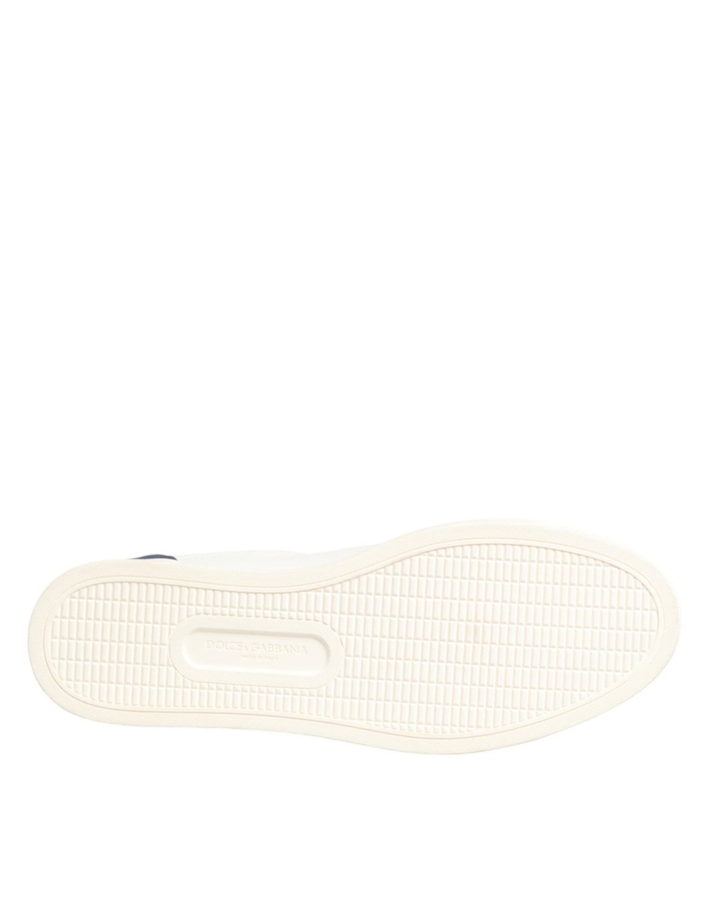 Dolce & Gabbana Weiße und blaue Sneakers aus Leder mit Logo-Patch