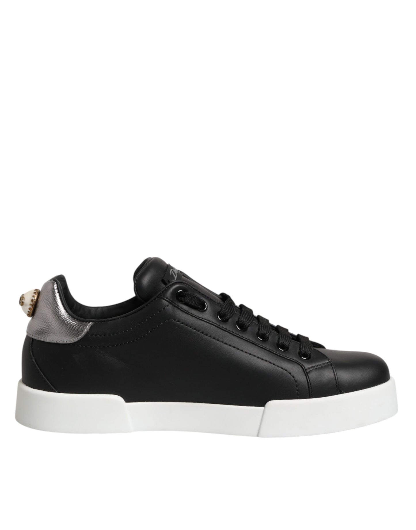 Dolce & Gabbana Schwarze Sneakers aus Leder mit Herz-Applikation