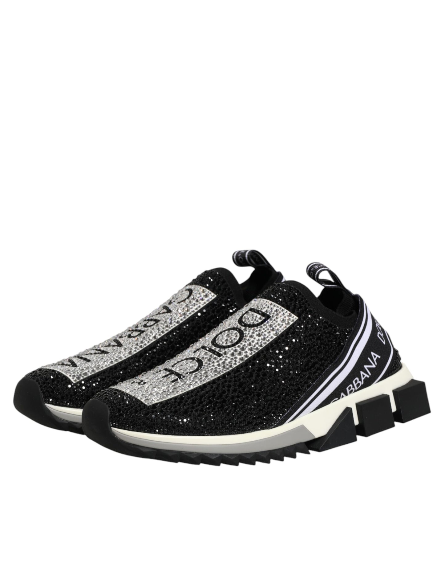 Dolce & Gabbana Schwarze Sorrento Sneaker mit Strass-Details