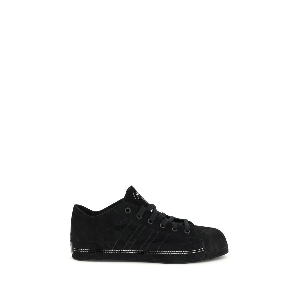 Y-3 Schwarze Leder-Sneaker Low Top