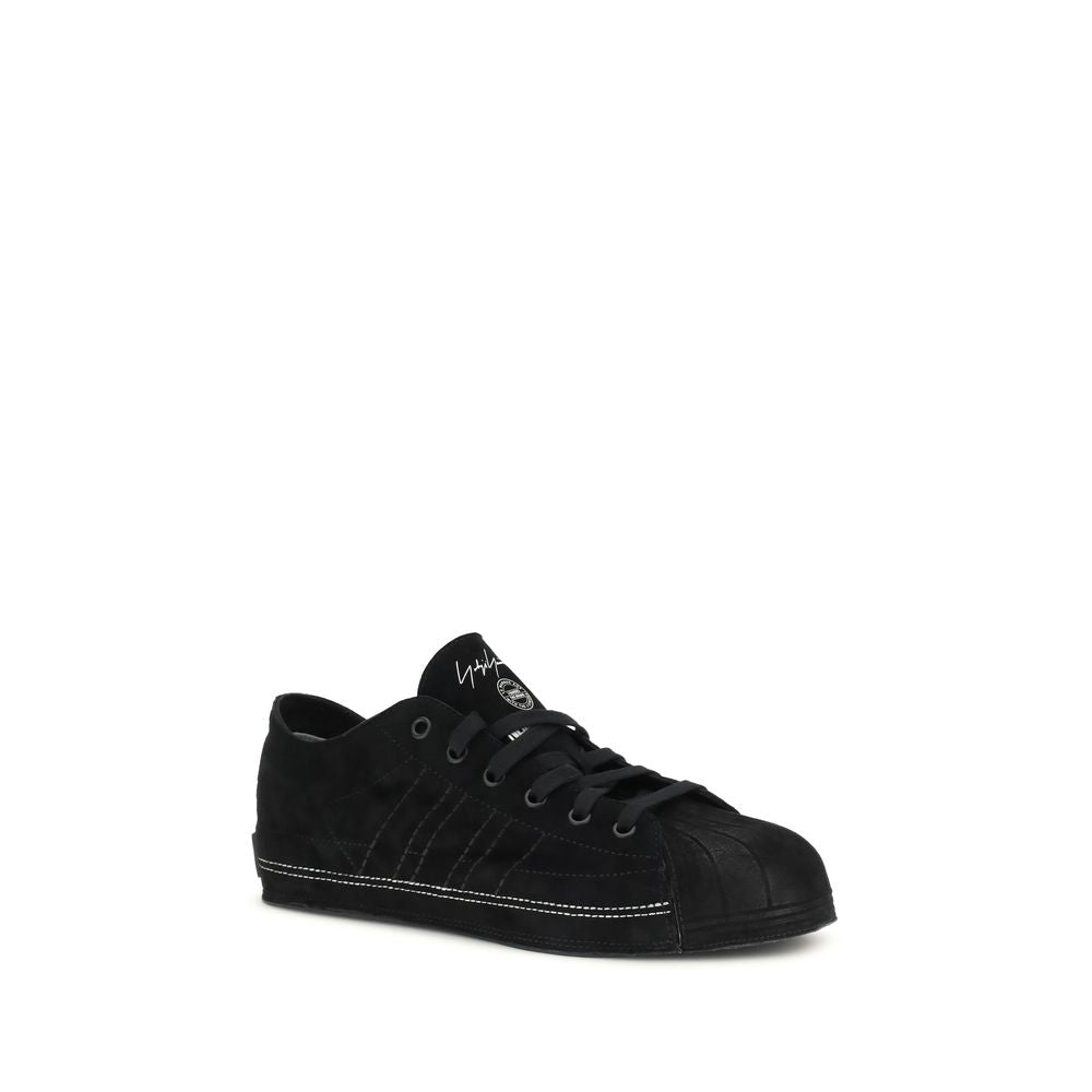 Y-3 Schwarze Leder-Sneaker Low Top