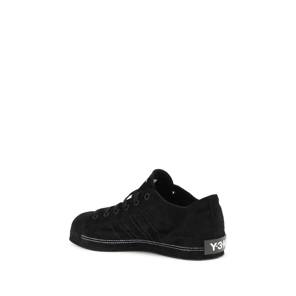 Y-3 Schwarze Leder-Sneaker Low Top