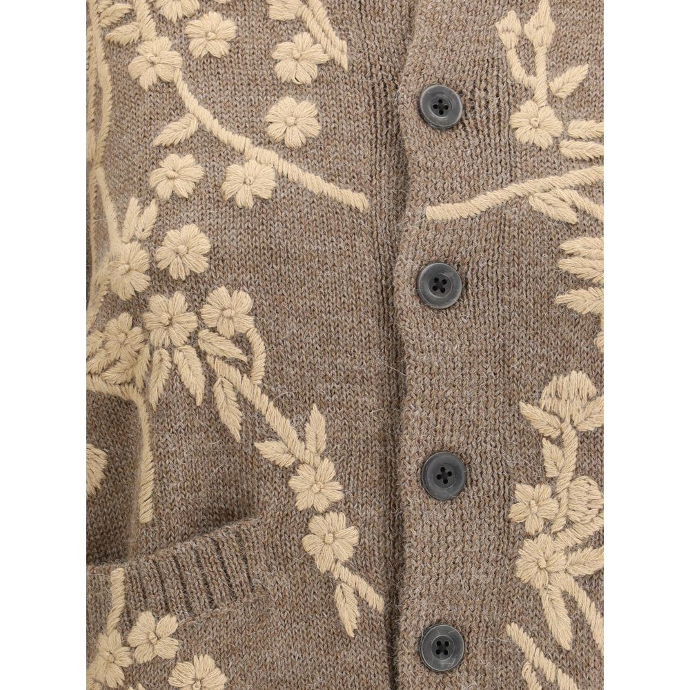 Baziszt Brauner Alpaka-Cardigan aus Vicugna Pacos