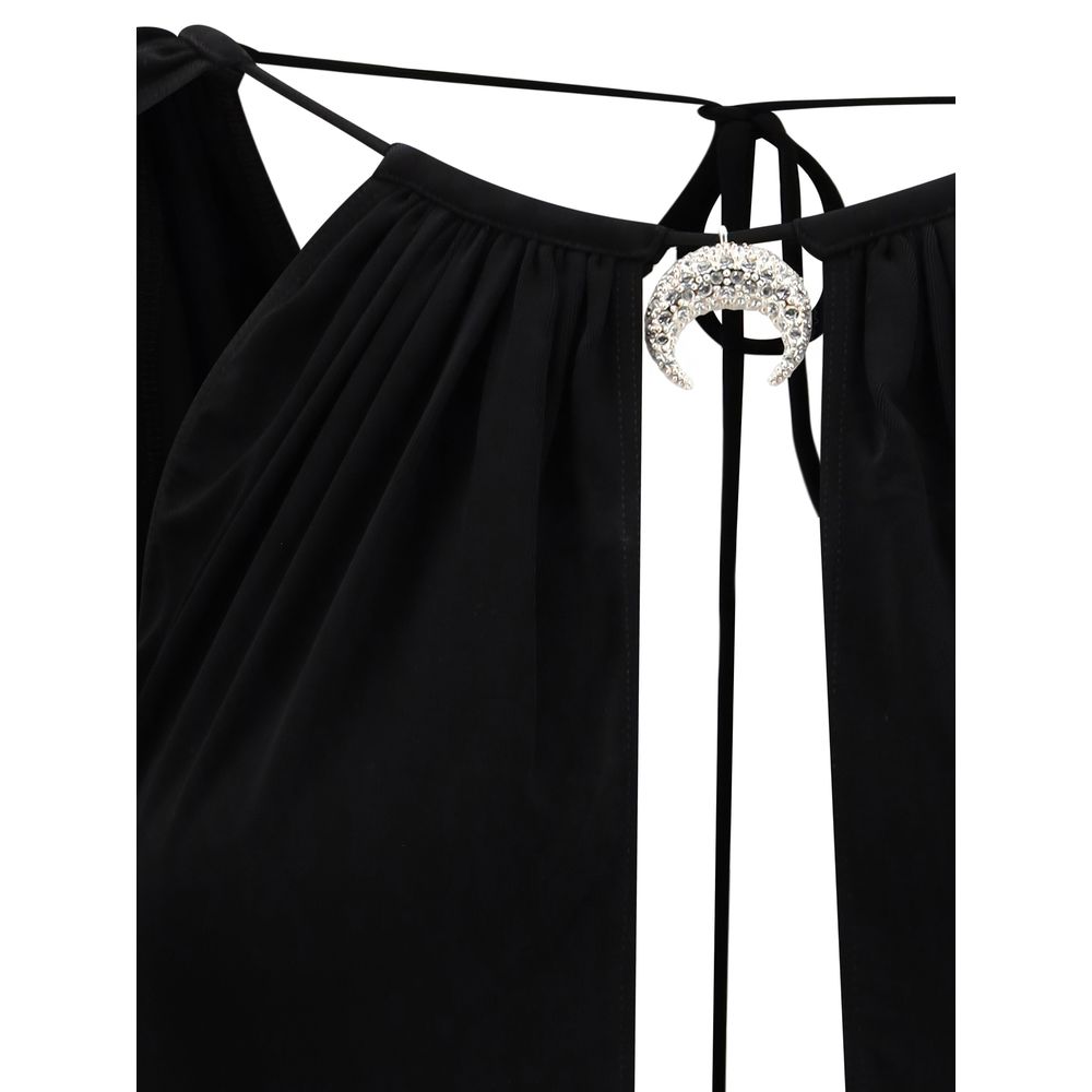 Marine Serre Schwarzes Viskose-Oberteil