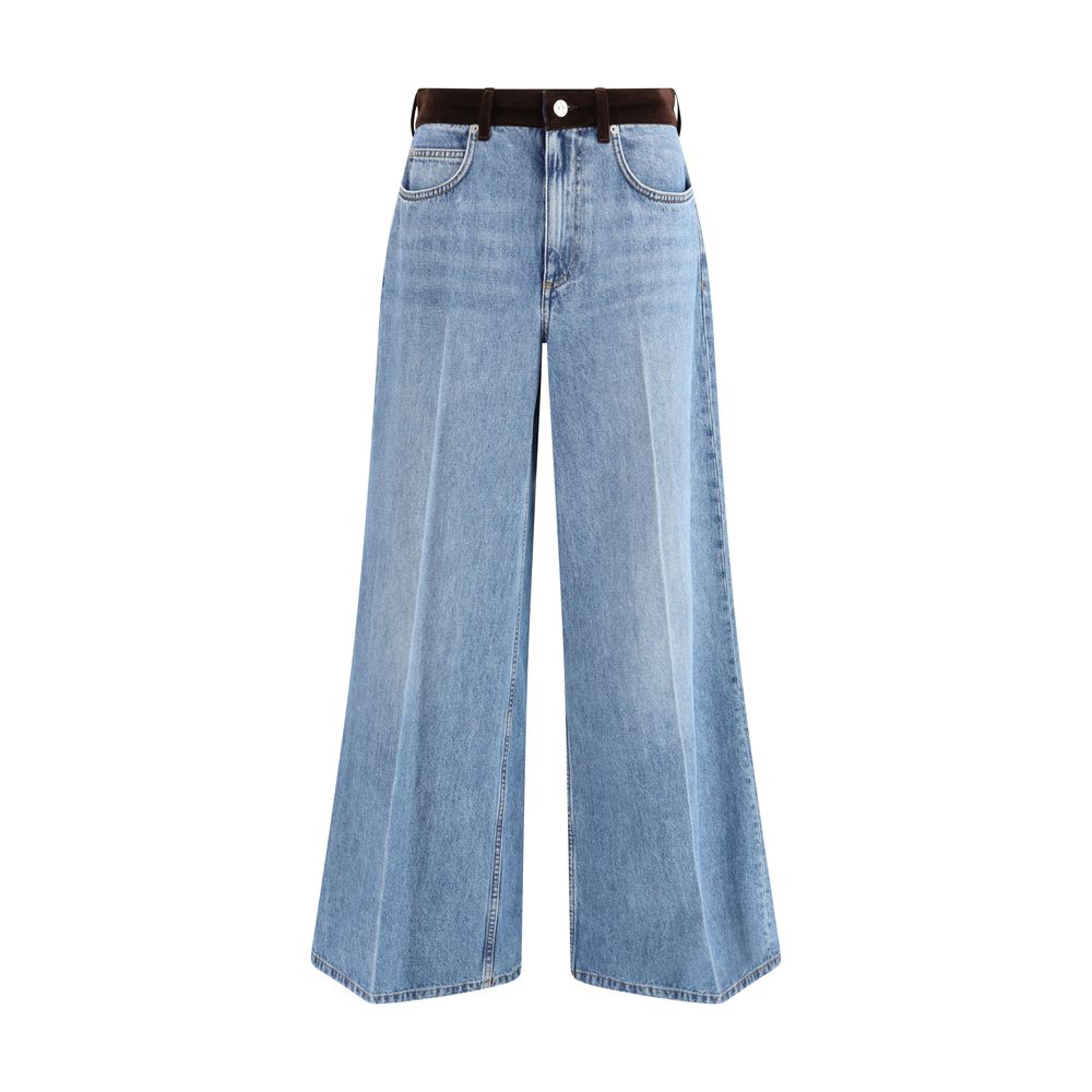 Marni Hellblaue Baumwoll-Jeans mit hohem Bund