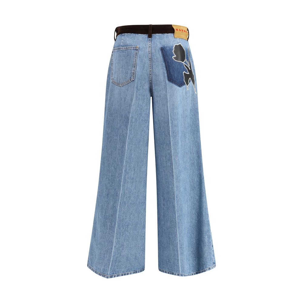 Marni Hellblaue Baumwoll-Jeans mit hohem Bund