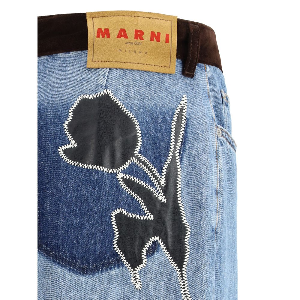 Marni Hellblaue Baumwoll-Jeans mit hohem Bund