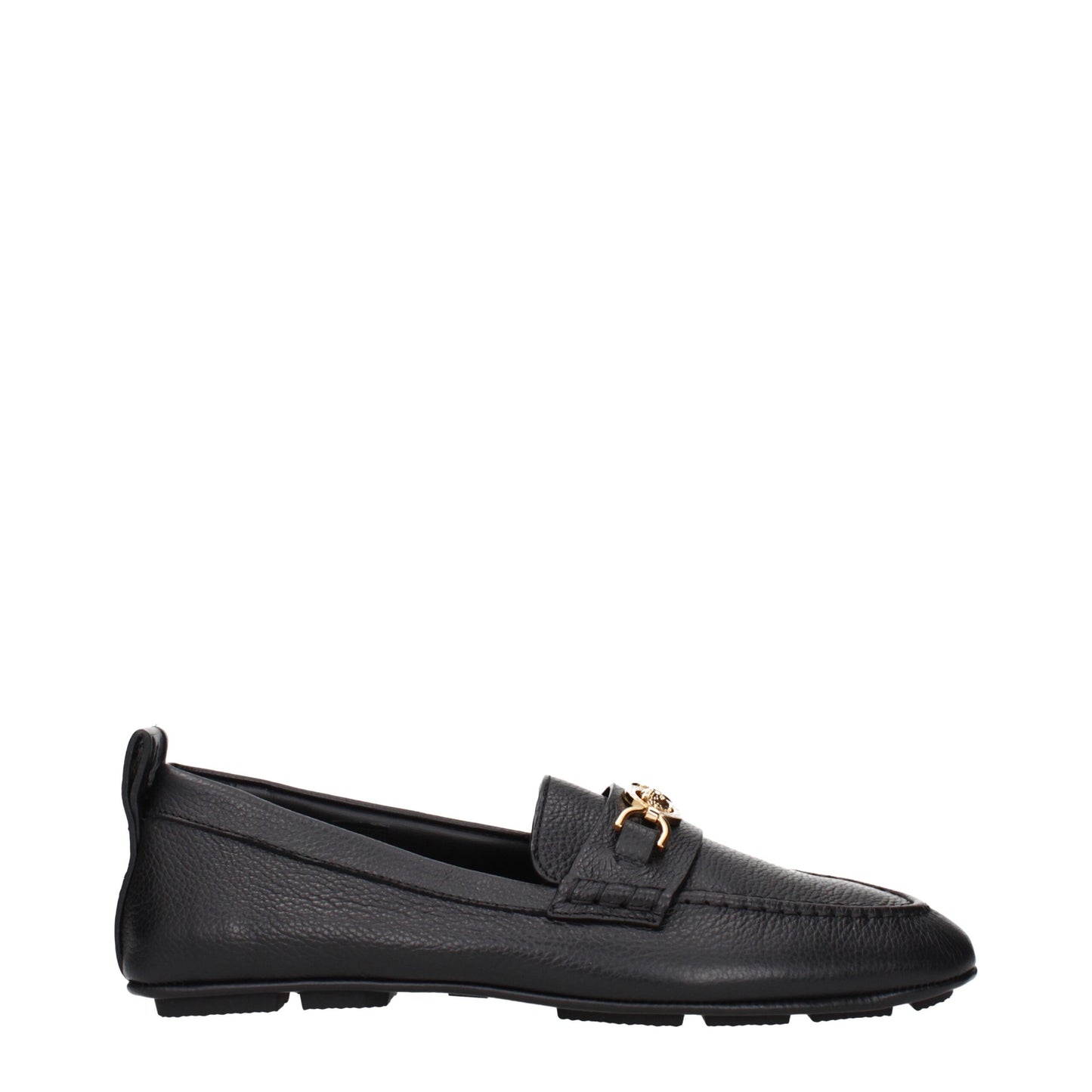 Versace Schwarze Leder-Loafer zum Hineinschlüpfen