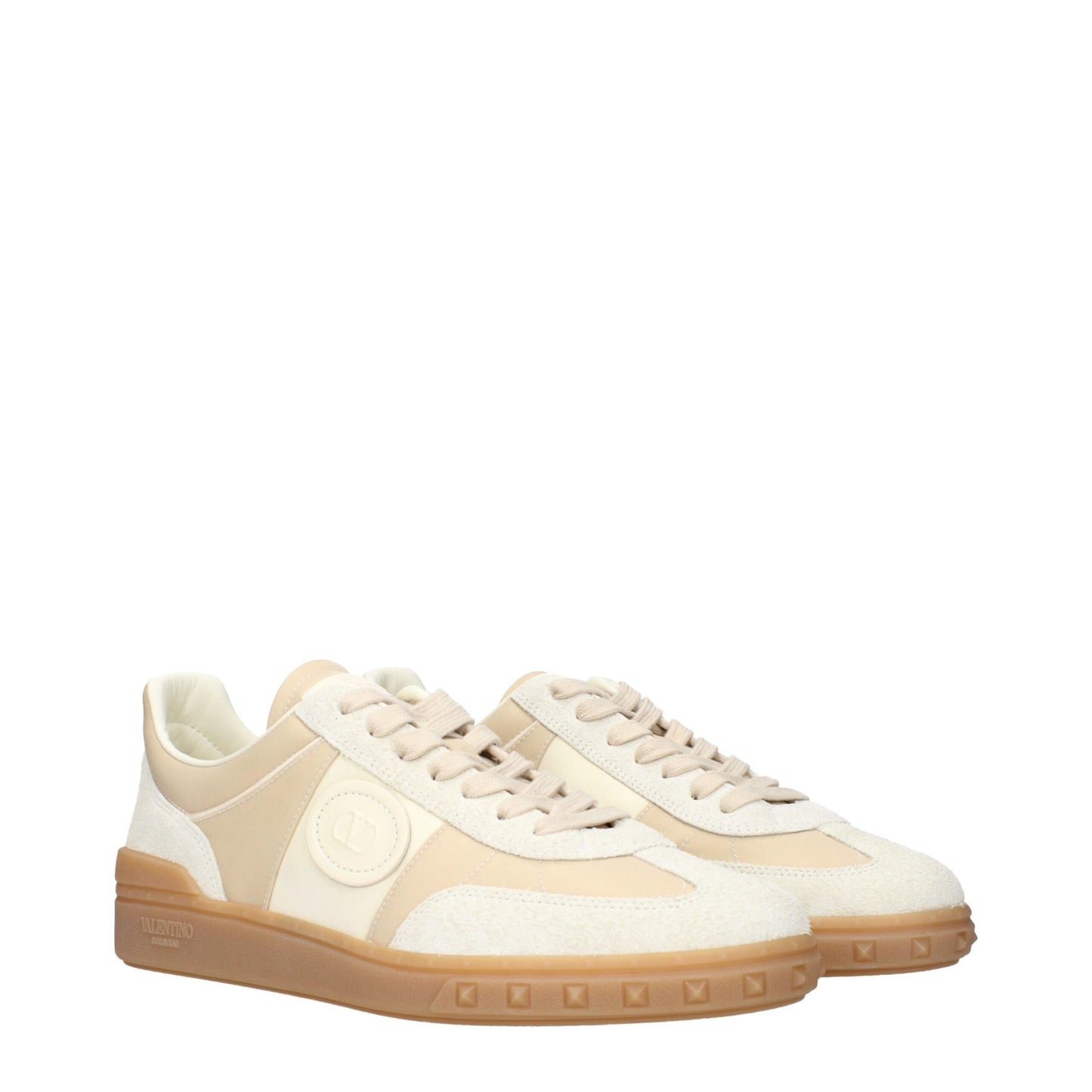 Valentino Garavani Beigefarbene Sneakers aus Stoff mit niedrigem Schaft