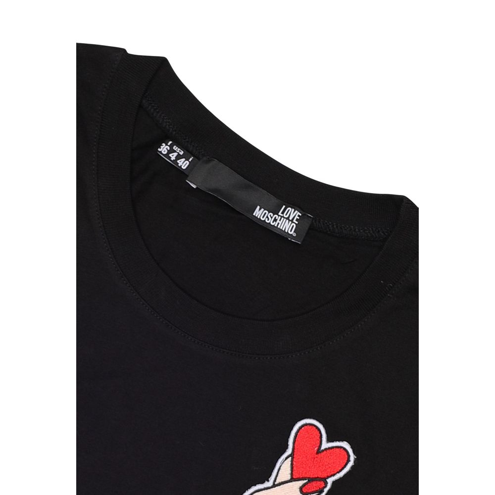Love Moschino Schwarzes Baumwoll-T-Shirt
