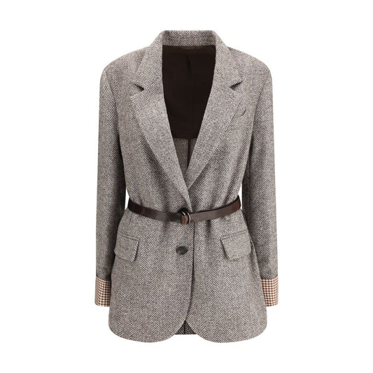 Brunello Cucinelli Brauner Wollmantel aus Fleece