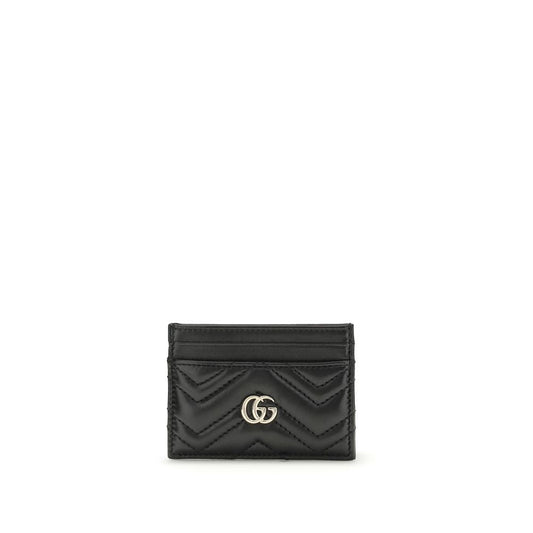 Gucci Schwarzes Lammleder-Portemonnaie mit GG-Marmont-Muster