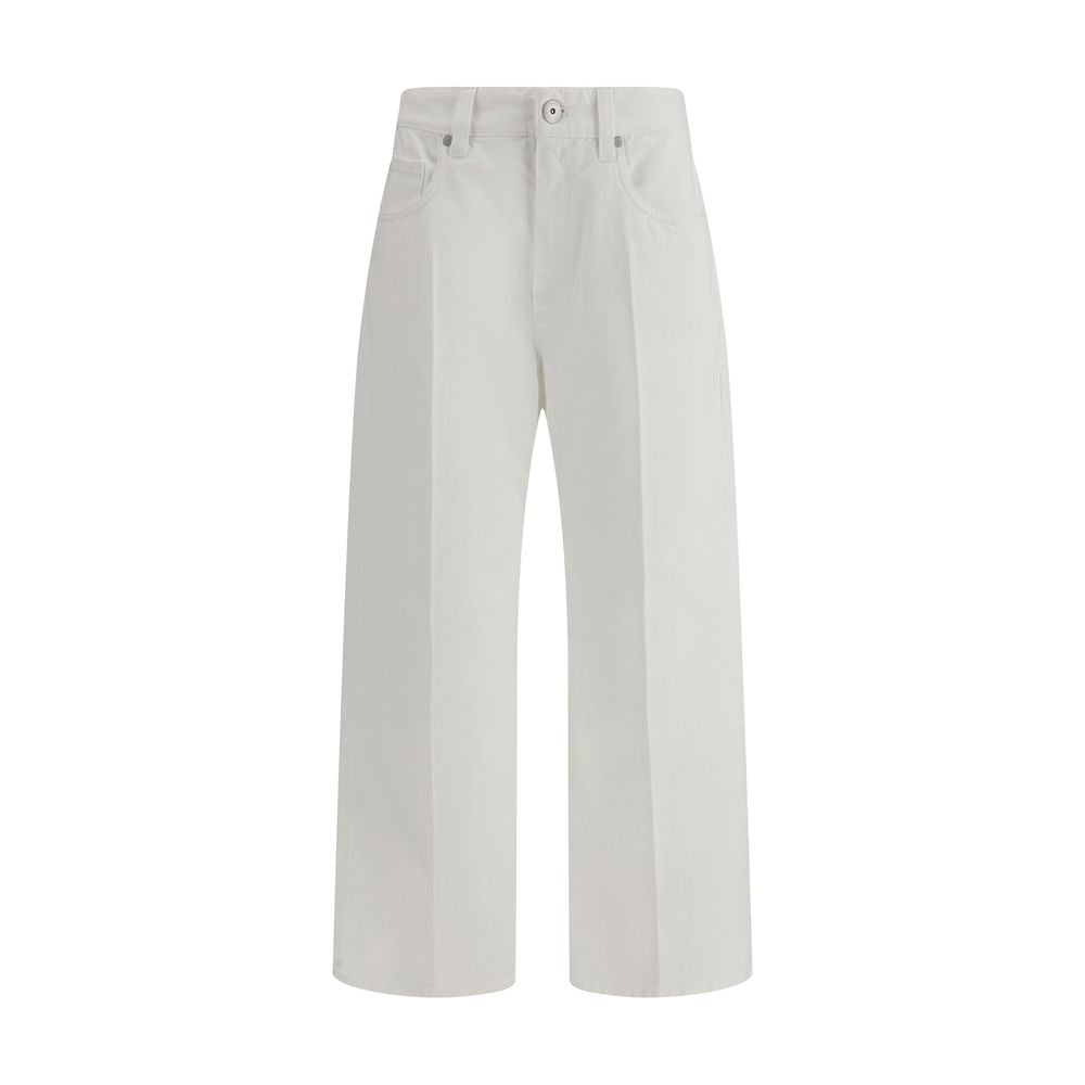 Brunello Cucinelli Weiße Baumwoll-Cropped-Jeans