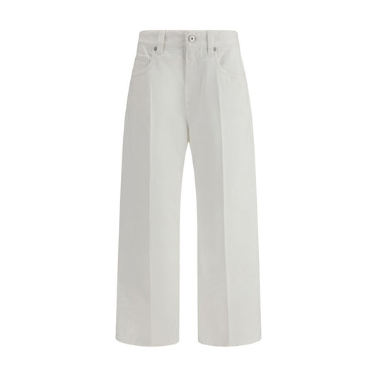Brunello Cucinelli Weiße Baumwoll-Cropped-Jeans