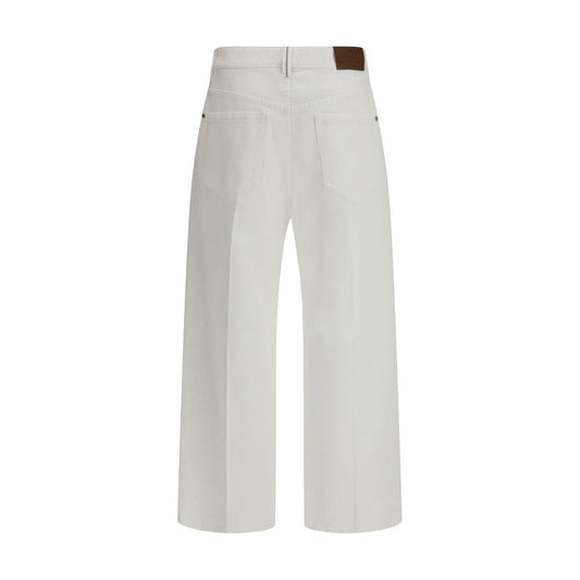 Brunello Cucinelli Weiße Baumwoll-Cropped-Jeans