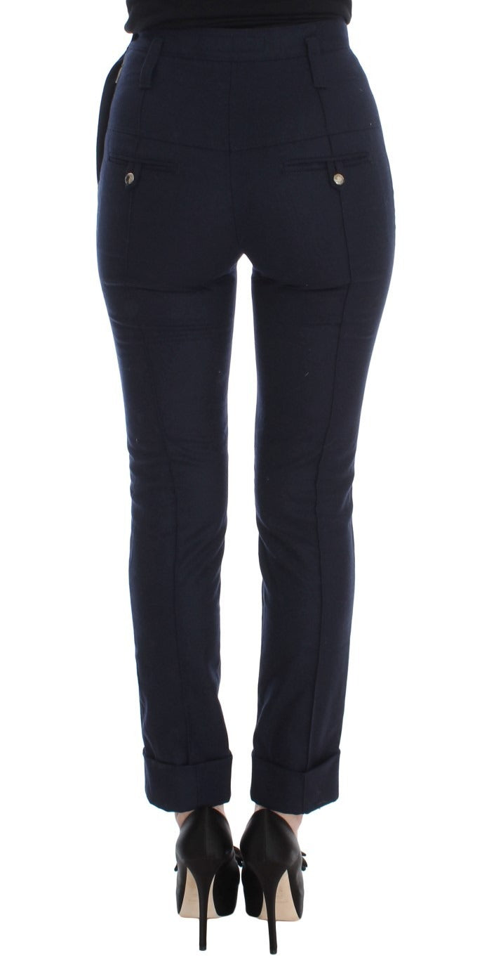 Ermanno Scervino Dunkelblaue Slim-Fit-Hose aus reiner Schurwolle