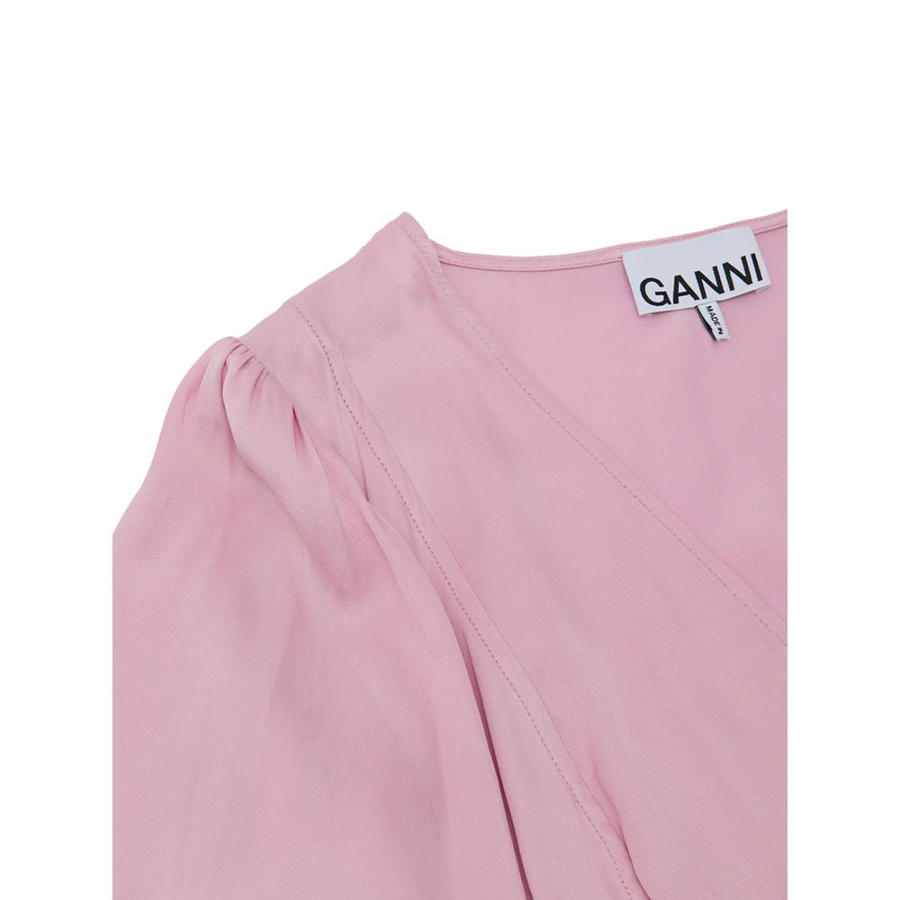 Ganni Satin-Trägershirts in Rosa