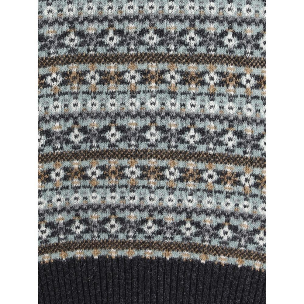 Brooksfield Woll-Sweatshirt mit Multicolor-Muster