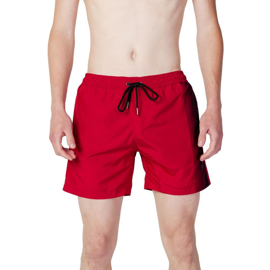 Trussardi Beachwear Rote Badeshorts aus Polyester