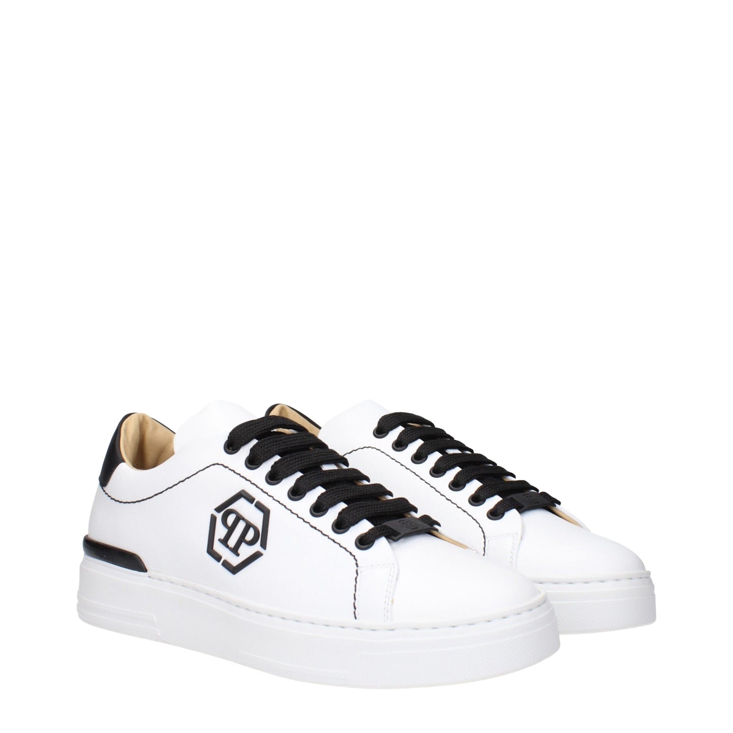 Philipp Plein Weiße Leder-Sneaker mit niedrigem Schaft