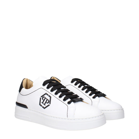 Philipp Plein Weiße Leder-Sneaker mit niedrigem Schaft