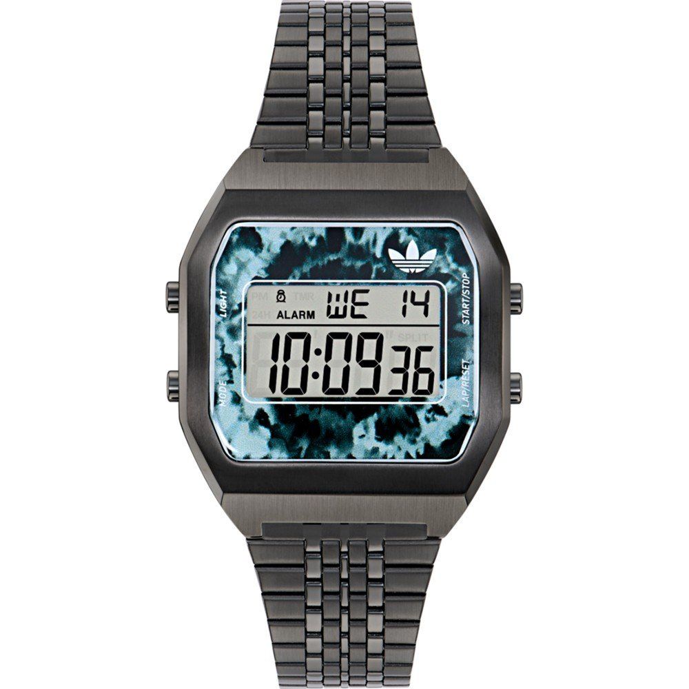 Adidas Schwarze Edelstahl-Digitaluhr