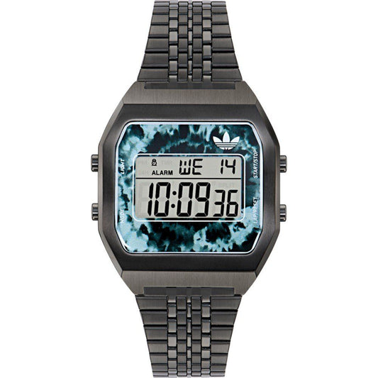 Adidas Schwarze Edelstahl-Digitaluhr