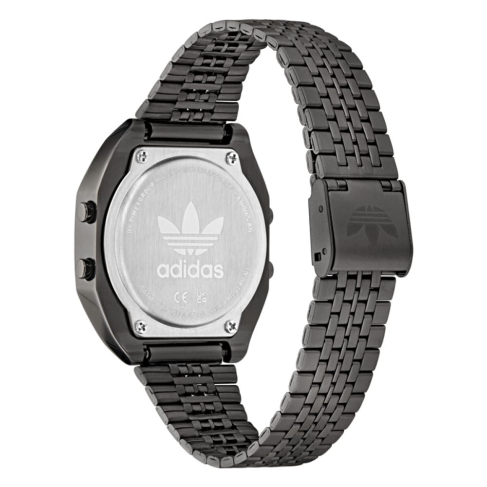 Adidas Schwarze Edelstahl-Digitaluhr