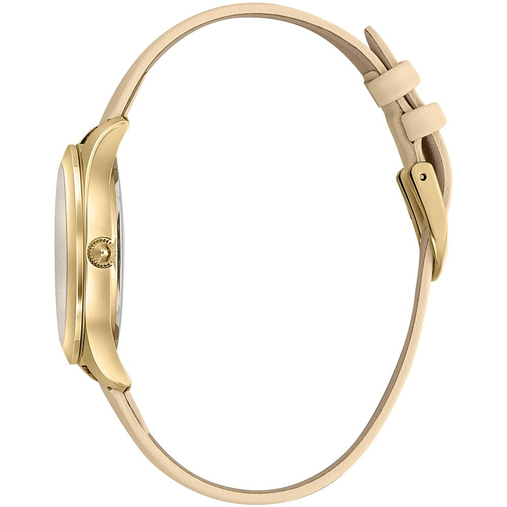 Just Cavalli Beigefarbene Leder-Armbanduhr