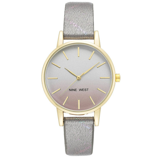Nine West Elegante graue Lederuhr
