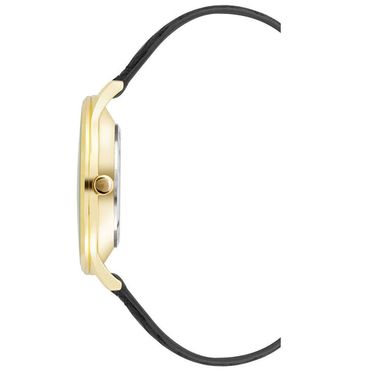 Nine West Schwarze Leder-Armbanduhr